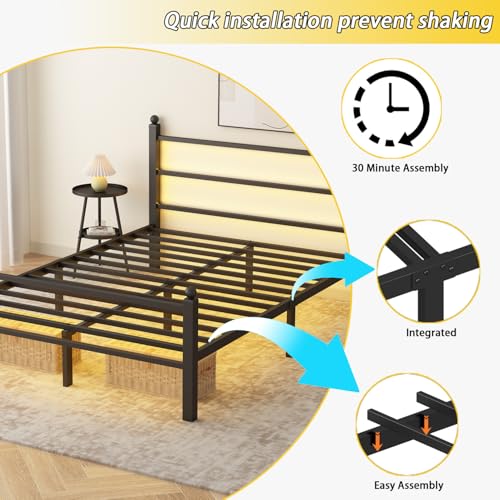 Full Size Bed Frame with Headboard and Footboard, view 7
