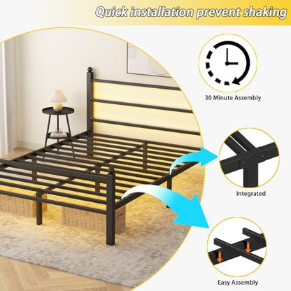 Full Size Bed Frame with Headboard and Footboard, view 7
