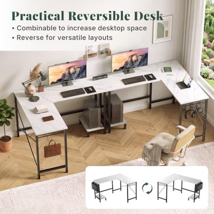 L Shaped Computer Gaming Desk with PC Stand for Home Office, view 4