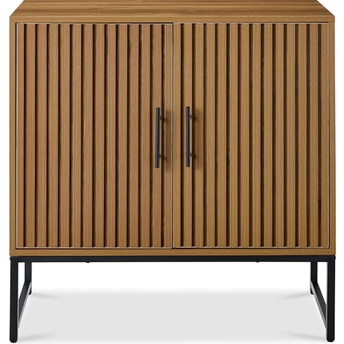 Best Choice Products Slatted Sideboard Buffet Cabinet, Entryway Table, Accent Storage Cabinet, Console Table for Hallway, Living Room, Dining Room – Brown