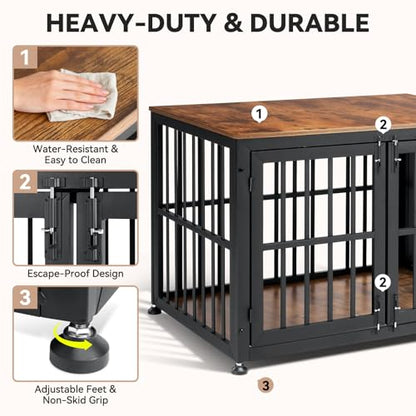 42 Inch Heavy Duty Dog Crate Furniture for Large and Medium Dogs, view 4