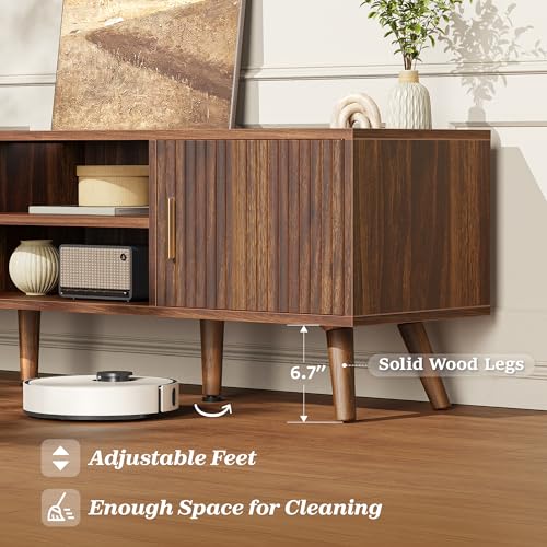 TV Stand for 55 Inch TV, Entertainment Center with Adjustable Shelf, 2 Cabinets, view 7