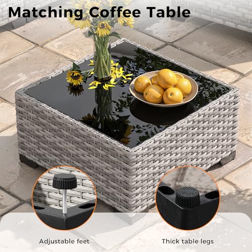 6-Piece Outdoor Patio Furniture Set, All-Weather Wicker Sectional Sofa with Deep Seating 4” Cushions, Heavy-Duty Steel Frame, Modular Rattan Couch for Backyard, Deck & Garden, Black