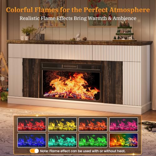 70" Fluted Fireplace TV Stand with 36" Fireplace for 75" TV, view 5