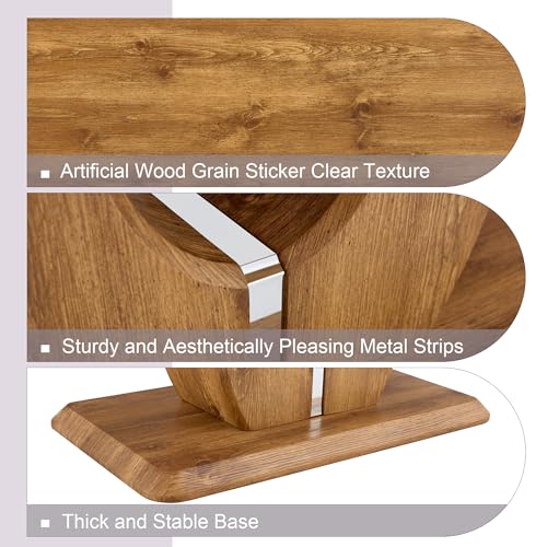 47 Inch Wood Coffee Table, Large Modern Coffee Tables for Living Room, Rectangular Center Table Tea Table Accent Furniture, Brown Wood-Looking Desktop