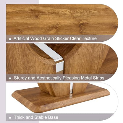 47 Inch Wood Coffee Table, Large Modern Coffee Tables for Living Room, Rectangular Center Table Tea Table Accent Furniture, Brown Wood-Looking Desktop