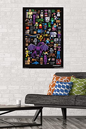 Minecraft - Mobbery Wall Poster, 22.375" x 34", Poster & Mount Bundle