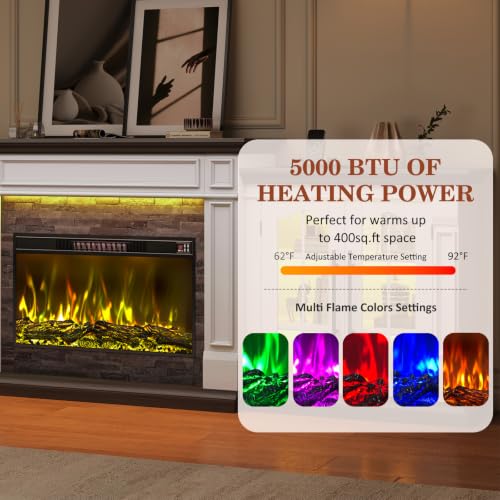 104" Fireplace TV Stand, Adjustable Flame Color, view 6