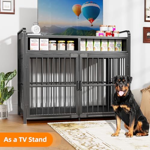 Large Dog Crate Furniture with Drawers Storage, view 5