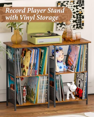 Honkazita 3 Tier Vinyl Record Storage Table Wooden Turntable Stand, view 4