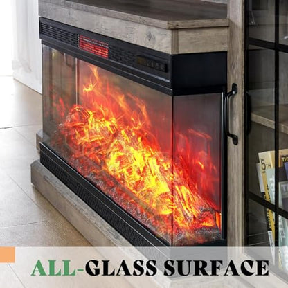 75in 3-Sided Glass Fireplace TV Stand for TVs up to 85", view 4