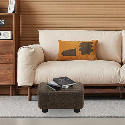 Small Foot Stool Ottoman Footstool with Legs Under Desk Footrest for Living Room Bedroom and Office, Soft Brown