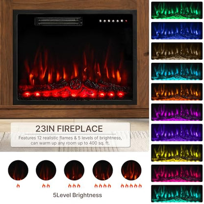 70'' Fluted Fireplace TV Stand for TVs Up to 80", Sliding Tambour Doors, view 6