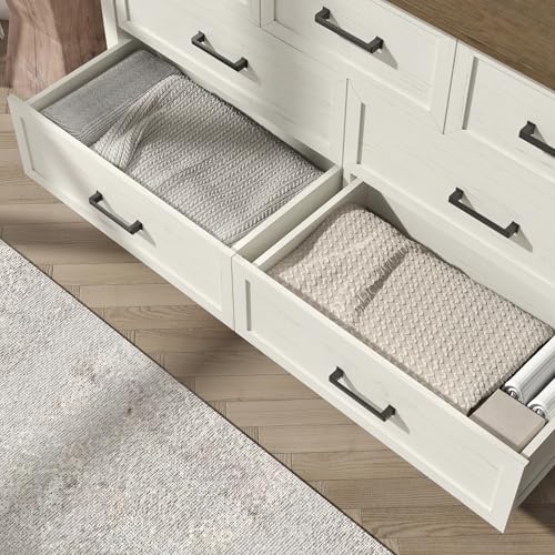 Farmhouse 7 Drawers Dresser for Bedroom, Antique White, view 7