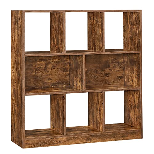 VASAGLE Bookcase Freestanding Storage Unit, 11 x 35.4 x 39.4 Inches | Bookshelf used horizontally, vertically, upside down, Rustic Brown, CUSTOS Collection, ULBC55BX