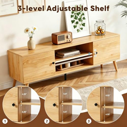 TV Stand for 55 60 inch TV, Modern Mid Century Entertainment Center with Storage, view 5