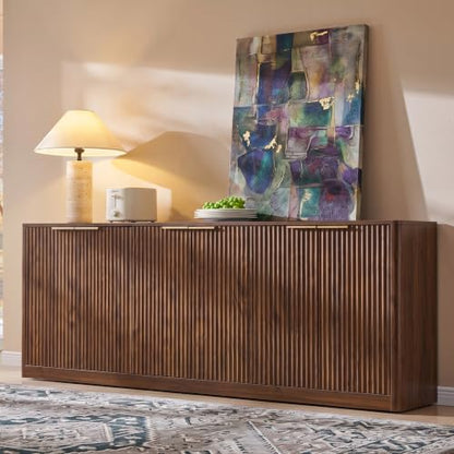 67" Fluted Buffet Cabinet Sideboard with Storage, Large Credenza with 6 Doors, view 2