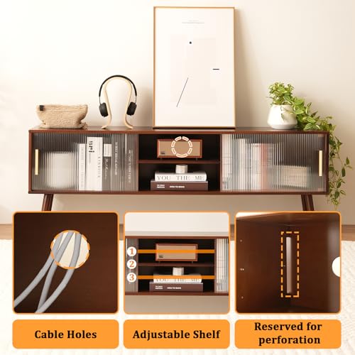 Bamboo TV Stand Entertainment Center, view 4