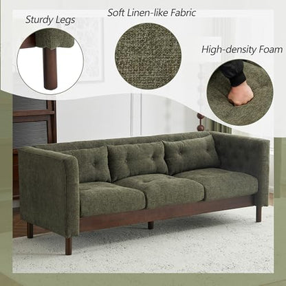 78" Linen Like Tufted Chaise Lounge, Modern Sofa with Solid Wooden Legs, view 7