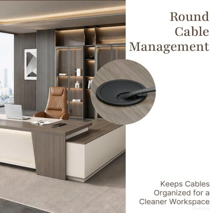 79 Inch L Shaped Executive Office Desk with Storage Cabinet, view 4