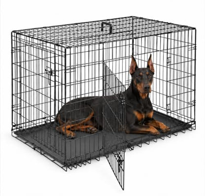Extra Large Dog Crate 48 Inch Double Door Pet Cage Kennel, view 2