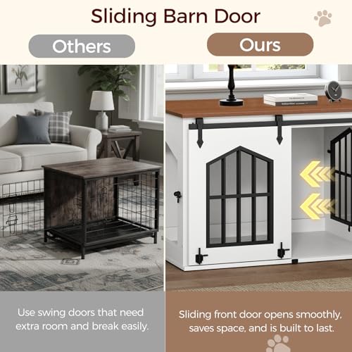 Dog Crate Furniture, 31.5" Farmhouse Dog Kennel with Sliding Barn Door, view 6