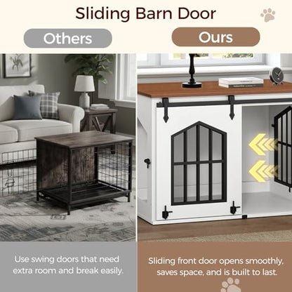 Dog Crate Furniture, 31.5" Farmhouse Dog Kennel with Sliding Barn Door, view 6