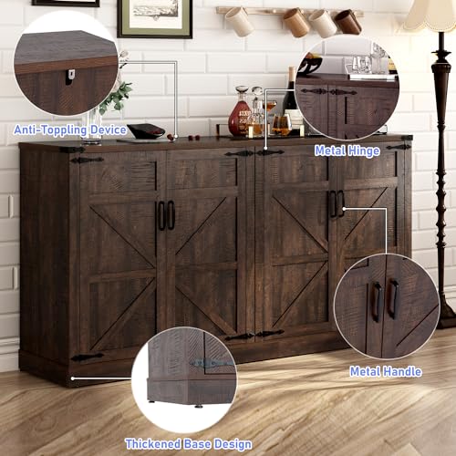 65 Inch Sideboard Buffet Cabinet with Storage, view 5