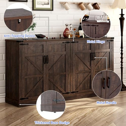 65 Inch Sideboard Buffet Cabinet with Storage, view 5