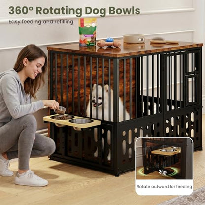 32 Inch Small Dog Crate, Wood Dog Crate Furniture for Small Medium Dogs, view 5