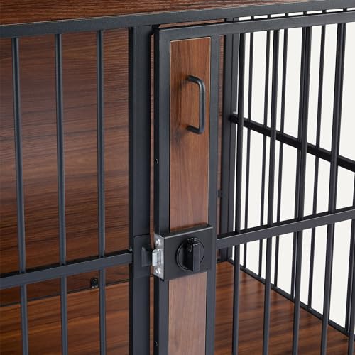 Furniture Style Dog Crate, Sturdy Wooden Pet Kennel, Two Bowls Included, 41" x 23.6" x 29.5", Walnut
