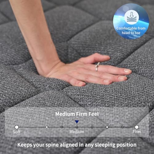 12 Inch Queen Mattress, Medium Firm Hybrid Queen Mattresses, Memory Foam Mattress in a Box with Individually Wrapped Pocket Springs, Reinforced Edge Support, Pressure Relief, Motion Isolation