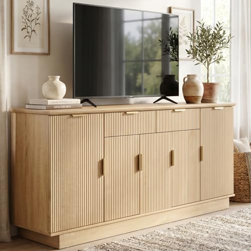 63" Fluted Large Sideboard Buffet Cabinet with 2 Drawers, view 5