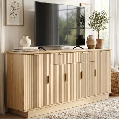 63" Fluted Large Sideboard Buffet Cabinet with 2 Drawers, view 5