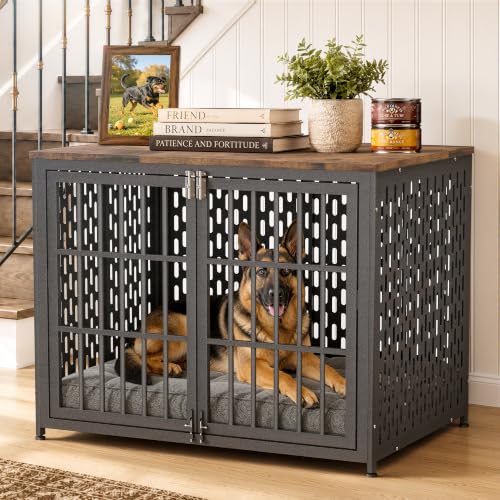 Heavy Duty Dog Crate Furniture 42 inch for XL Dogs, Aged Black, view 2