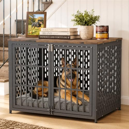 Heavy Duty Dog Crate Furniture 42 inch for XL Dogs, Aged Black, view 2