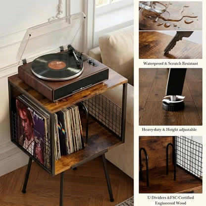 Record Player Stand with Storage Holds 100+ Vinyl Records, view 6