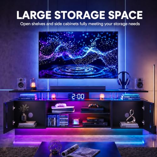 70” High-Glossy TV Stand with 2 Side Cabinets, view 4