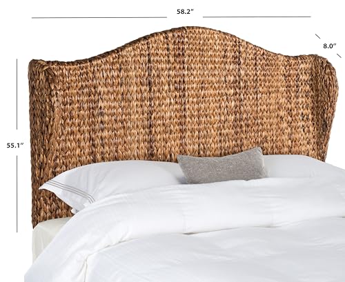 SAFAVIEH Furniture - Nadine Banana Leaf Full Headboard - Brown - Solid Wood - Coastal Woven Design - Ideal for Bedroom (SEA8029B-F)