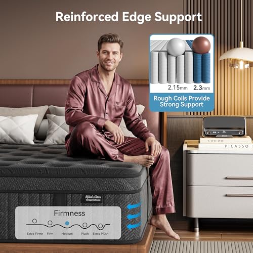 Queen Mattress, 14 Inch Springs Matress, Bed in a Box, Soft and Breathable, Pressure Relief & Motion Isolation, Medium Firm Feel