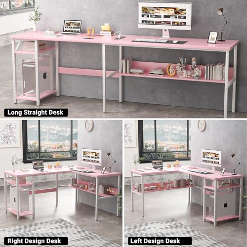 Reversible L Shaped Desk with Magic Power Outlets and USB Charging Ports, view 7