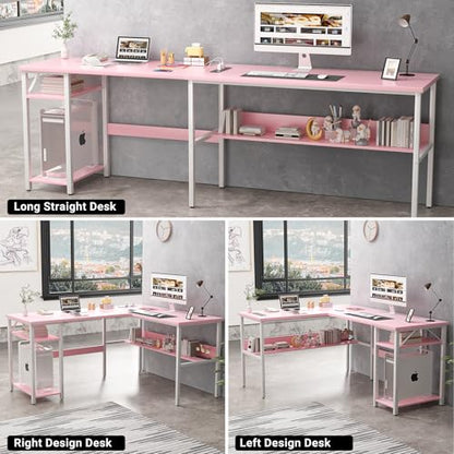 Reversible L Shaped Desk with Magic Power Outlets and USB Charging Ports, view 7