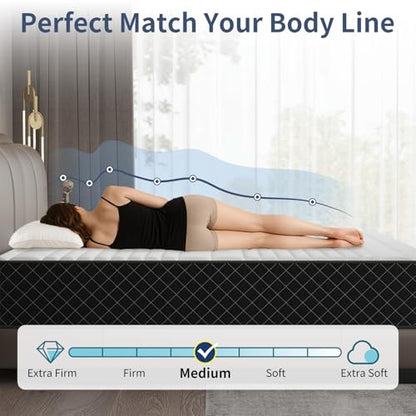 Full Mattress, 12 Inch Hybrid Mattress Full Size with Breathable Foam and Individually Pocket Spring, Memory Foam Mattresses for Back Pain Relief, Medium Firm Full Size Mattress in a Box, 75x54x12inch