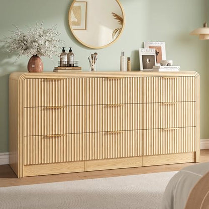 Fluted 9 Drawers Dresser, 63'' Wide Chest of Drawers for Bedroom, view 2