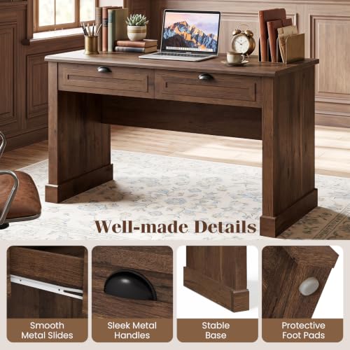 48” Computer Desk with 2 Drawers, Farmhouse Executive Desk, view 8