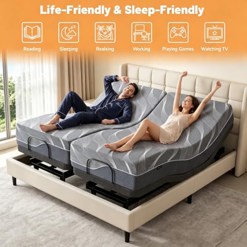 Premium Split King Adjustable Bed Frame with 12" Mattres, view 5