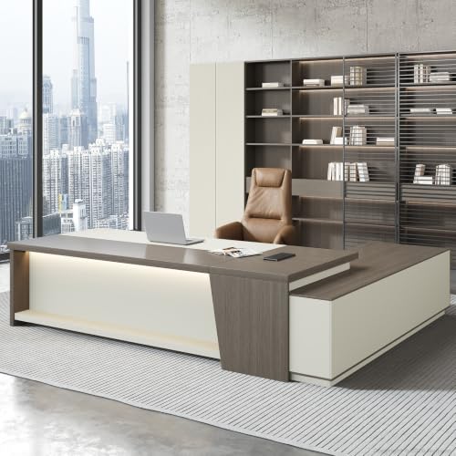 94" Executive L-Shaped Desk, 2" Top, LED, Power, Left Return, view 2