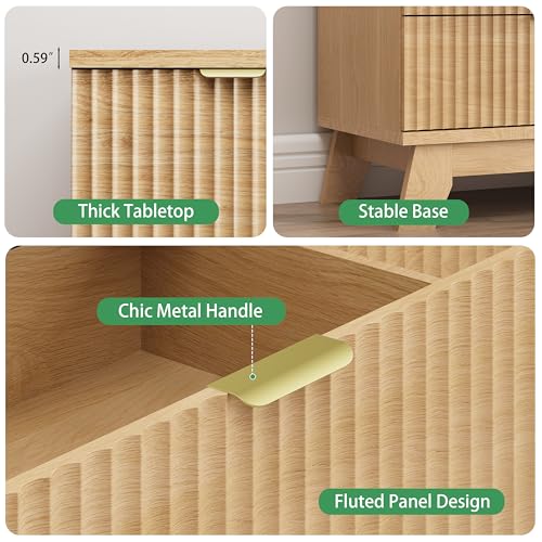Fluted Dresser for Bedroom with 6 Drawers, view 7