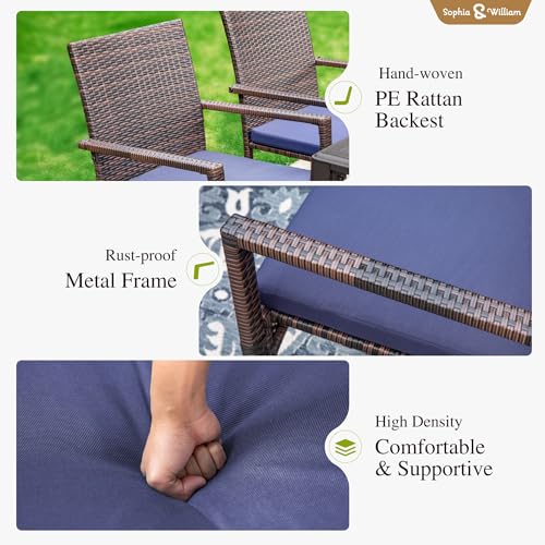 Rattan Patio Chairs Set of 2 with Cushions | 2 lightweight outdoor dining chairs, all-weather wicker, durable steel frame, comfortable cushioned seating, easy assembly.