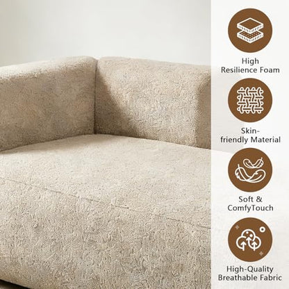 Minimalist Pebble Chaise Lounge Chair for Bedroom with Wood Frame, view 5